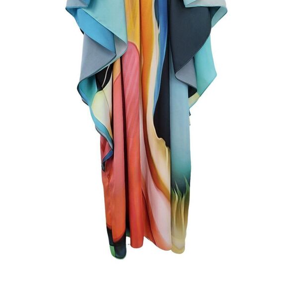 Designer Mary Katrantzou Dress Artsy Unique Rainbow Flutter Sleeve Kaftan 10 - Picture 10 of 11